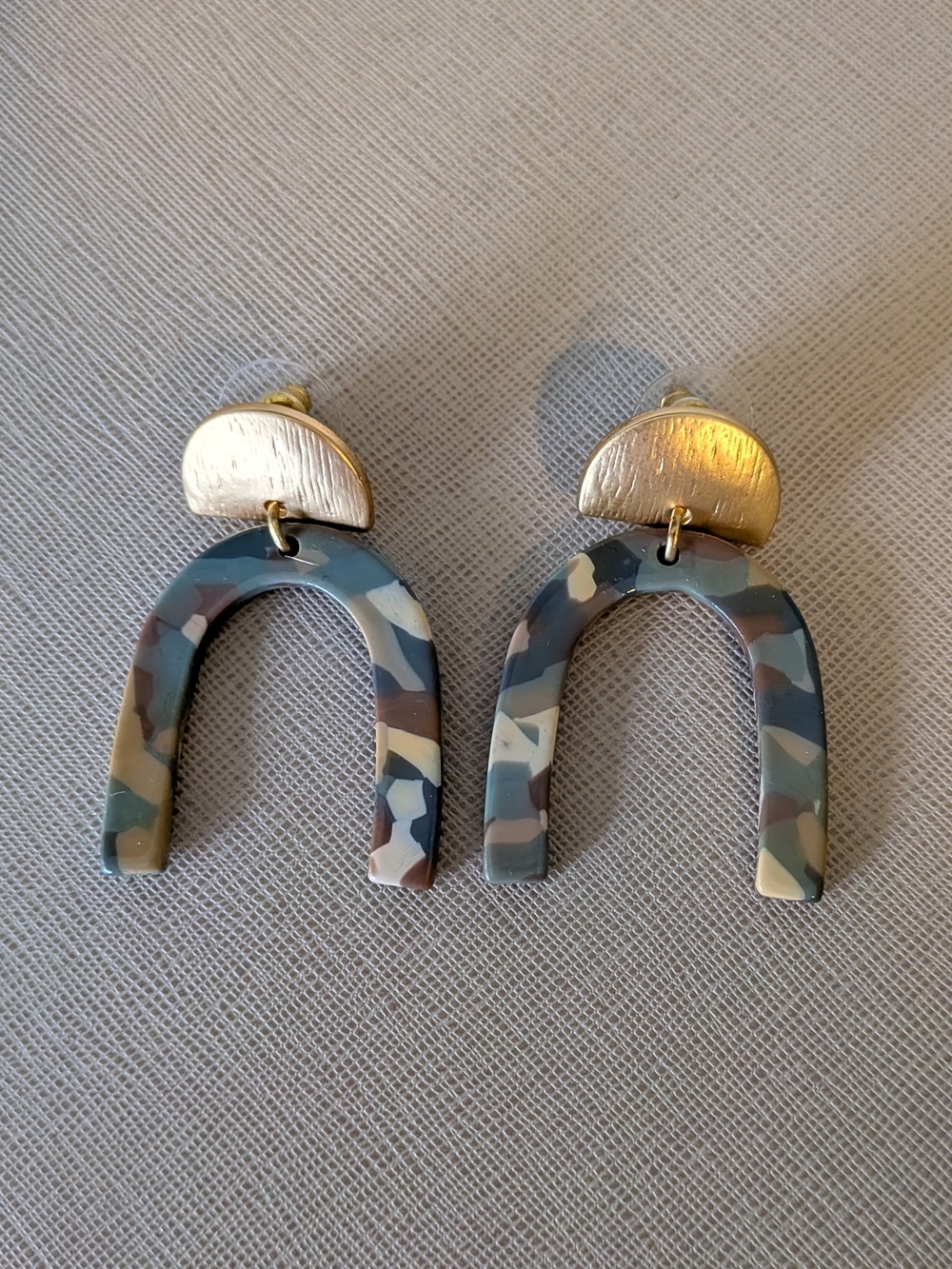 Terrazzo Arch Dangle Earrings in Muted Neutrals